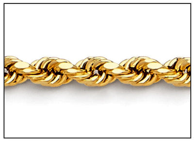 14K Gold Diamond Cut Rope Chain Bracelet 4.0 mm