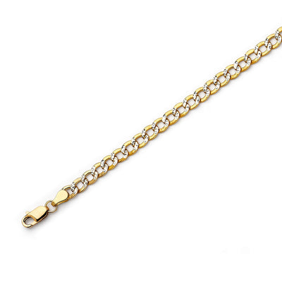 10K Gold Curb White Pave Chain 4.4 mm
