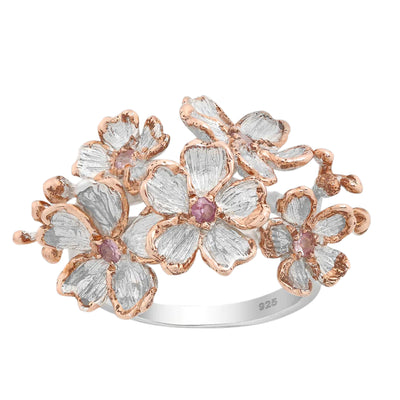 Pink Sapphire Floral Ring
