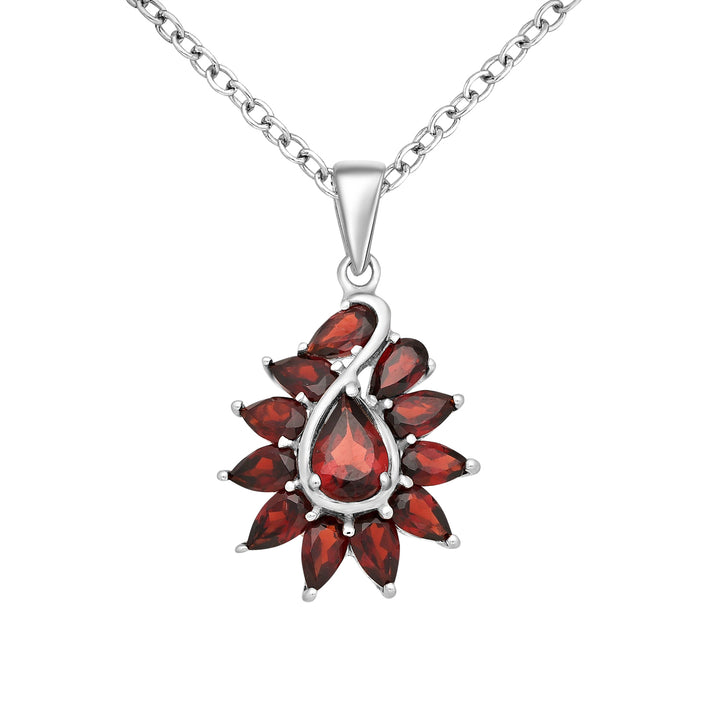 Garnet Cluster Silver Pendant