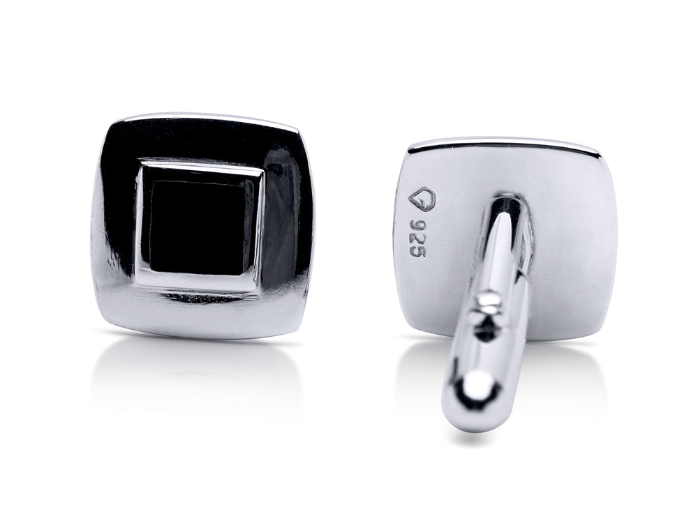 Sterling Silver Cufflinks with Black Onyx | SilverAndGold