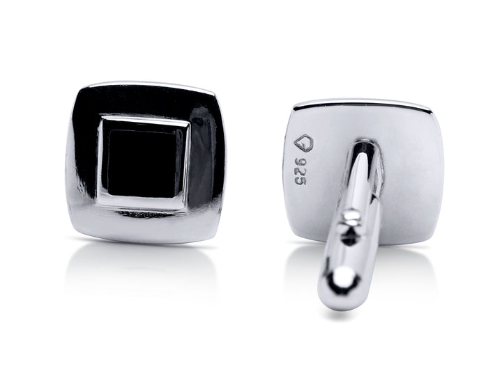 Sterling Silver Cufflinks with Black Onyx | SilverAndGold
