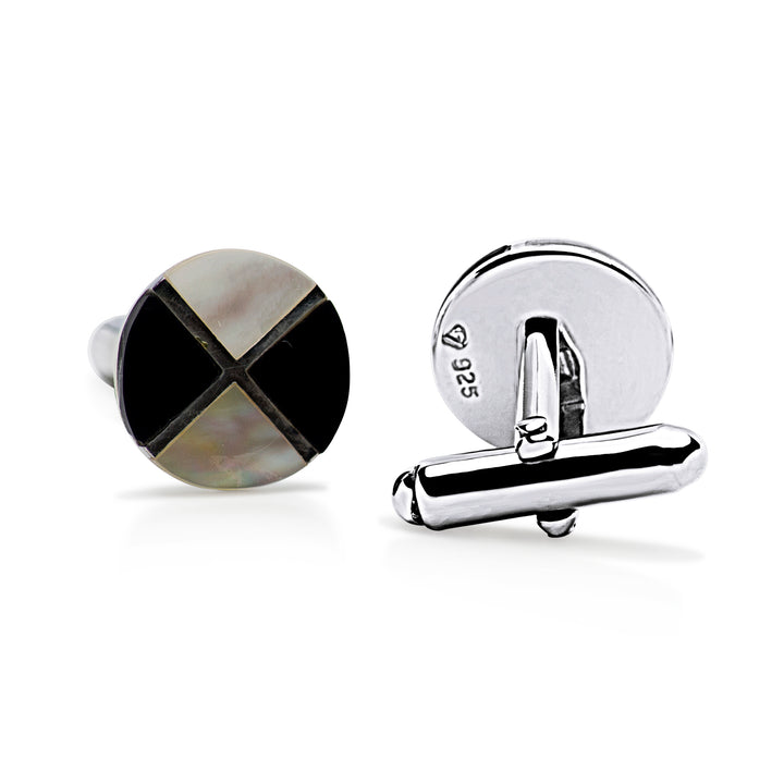 Onyx & Mother of Pearl Sterling Silver Cufflinks | SilverAndGold
