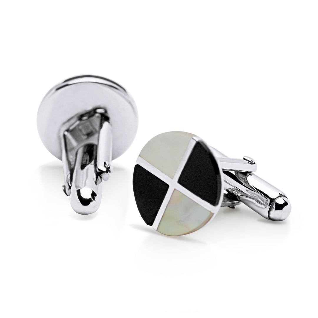Onyx & Mother of Pearl Sterling Silver Cufflinks | SilverAndGold