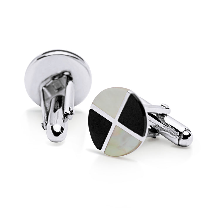 Onyx & Mother of Pearl Sterling Silver Cufflinks | SilverAndGold