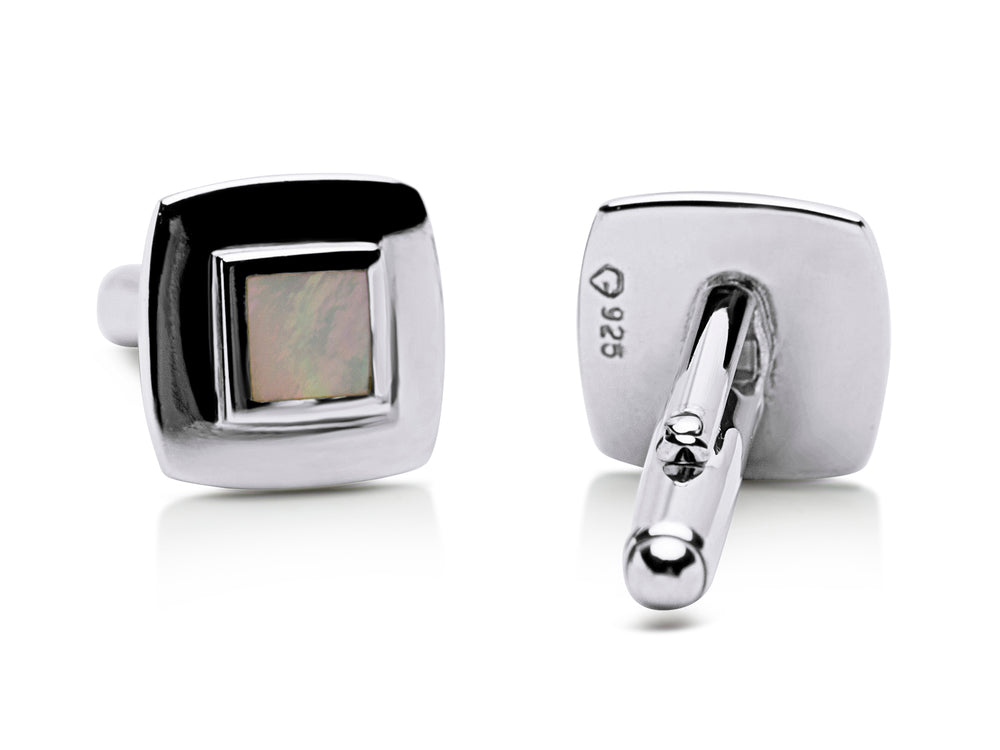 White Mother of Pearl Sterling Silver Cufflinks | SilverAndGold