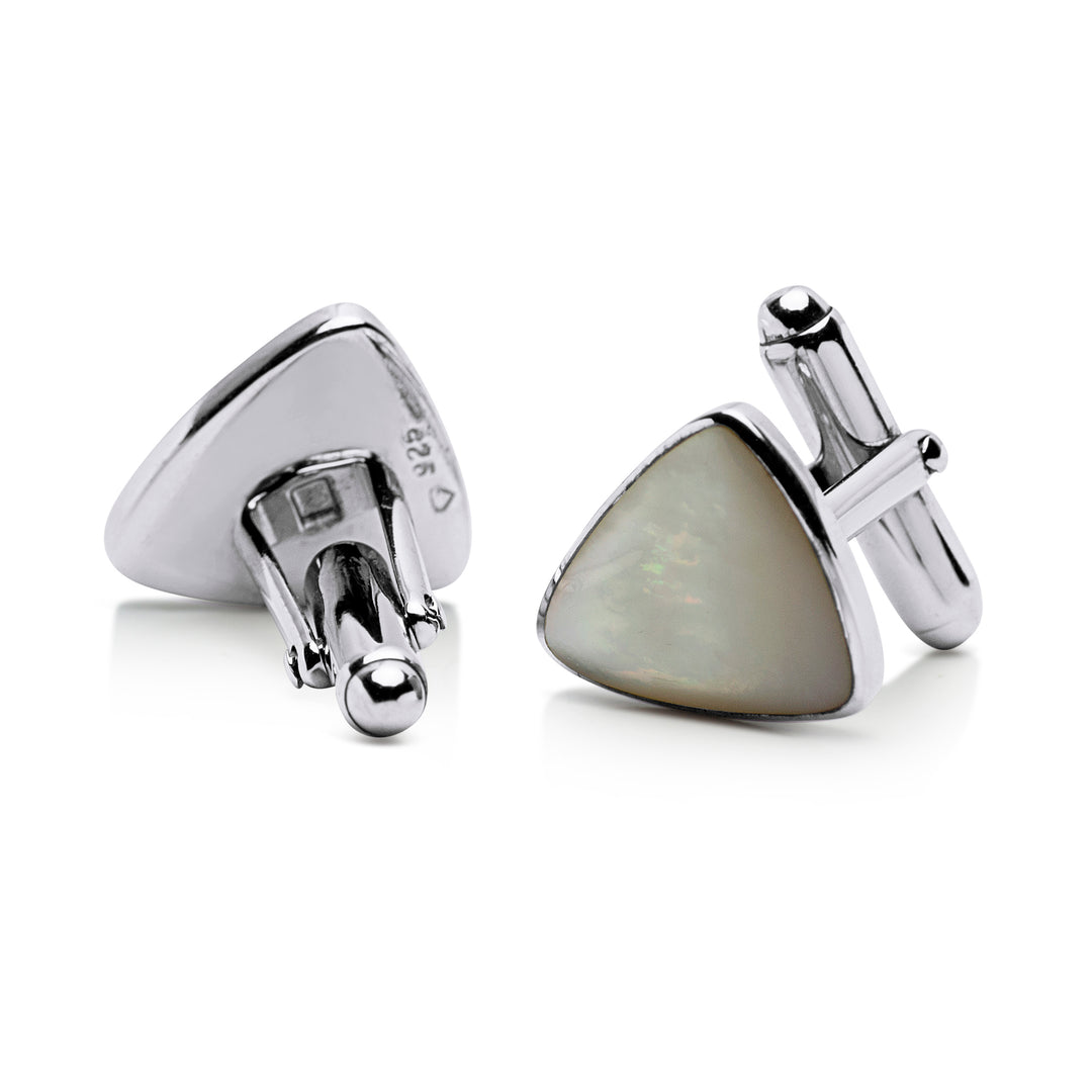 Triangular Mother of Pearl Sterling Silver Cufflinks | SilverAndGold