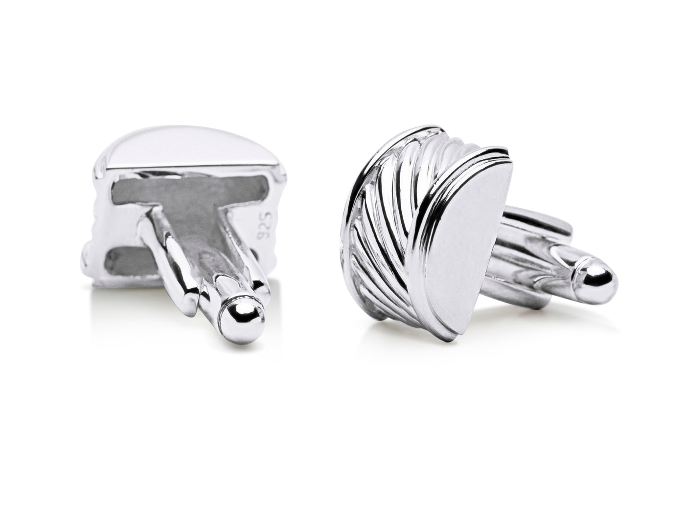 Classic Ribbed Cufflinks in Sterling Silver | SilverAndGold