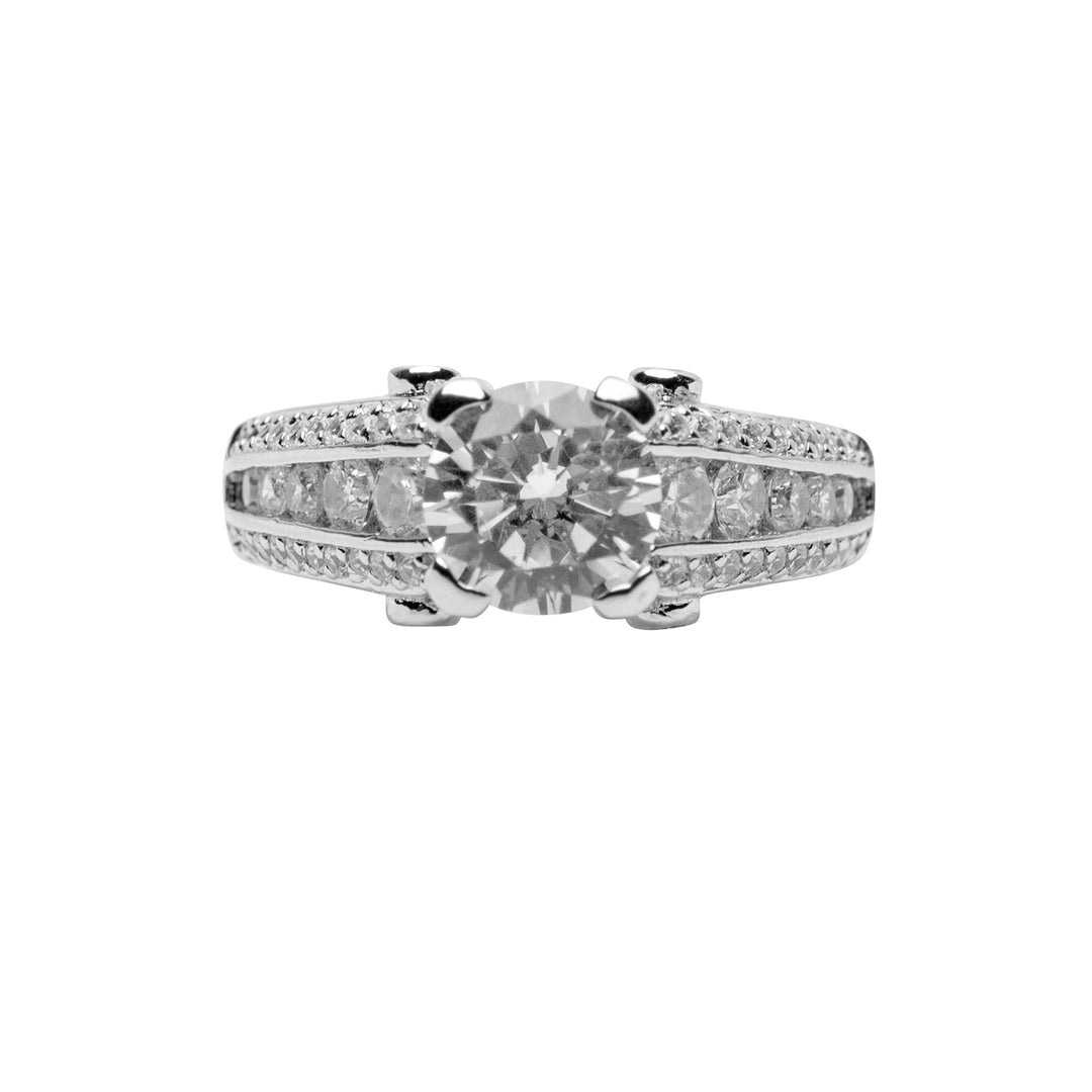 Round Cut Cubic Zirconia Engagement Ring | SilverAndGold
