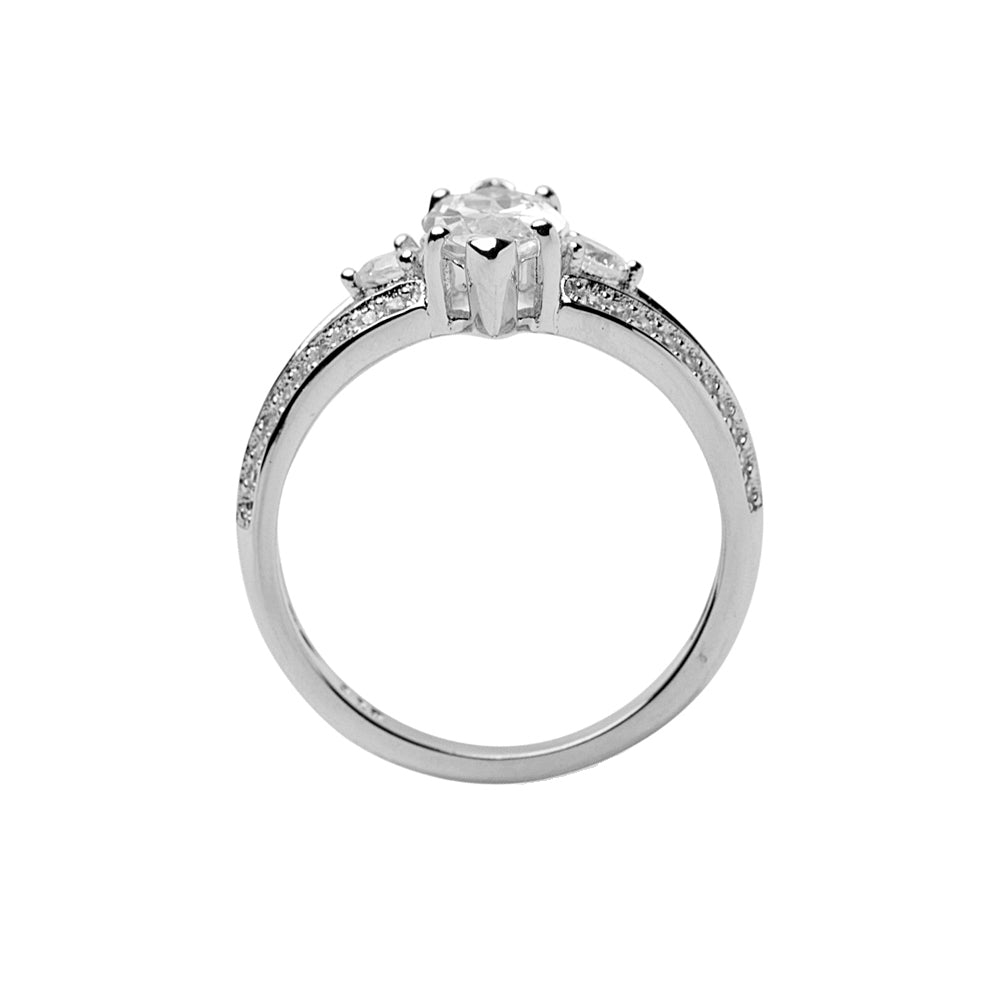Sterling Silver Marquise Cut Clear Cubic Zirconia Ring | SilverAndGold