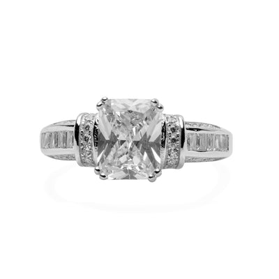 Emerald Cut Diamond Simulant Ring