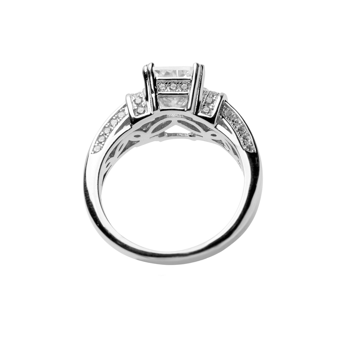Emerald Cut Diamond Simulant Ring