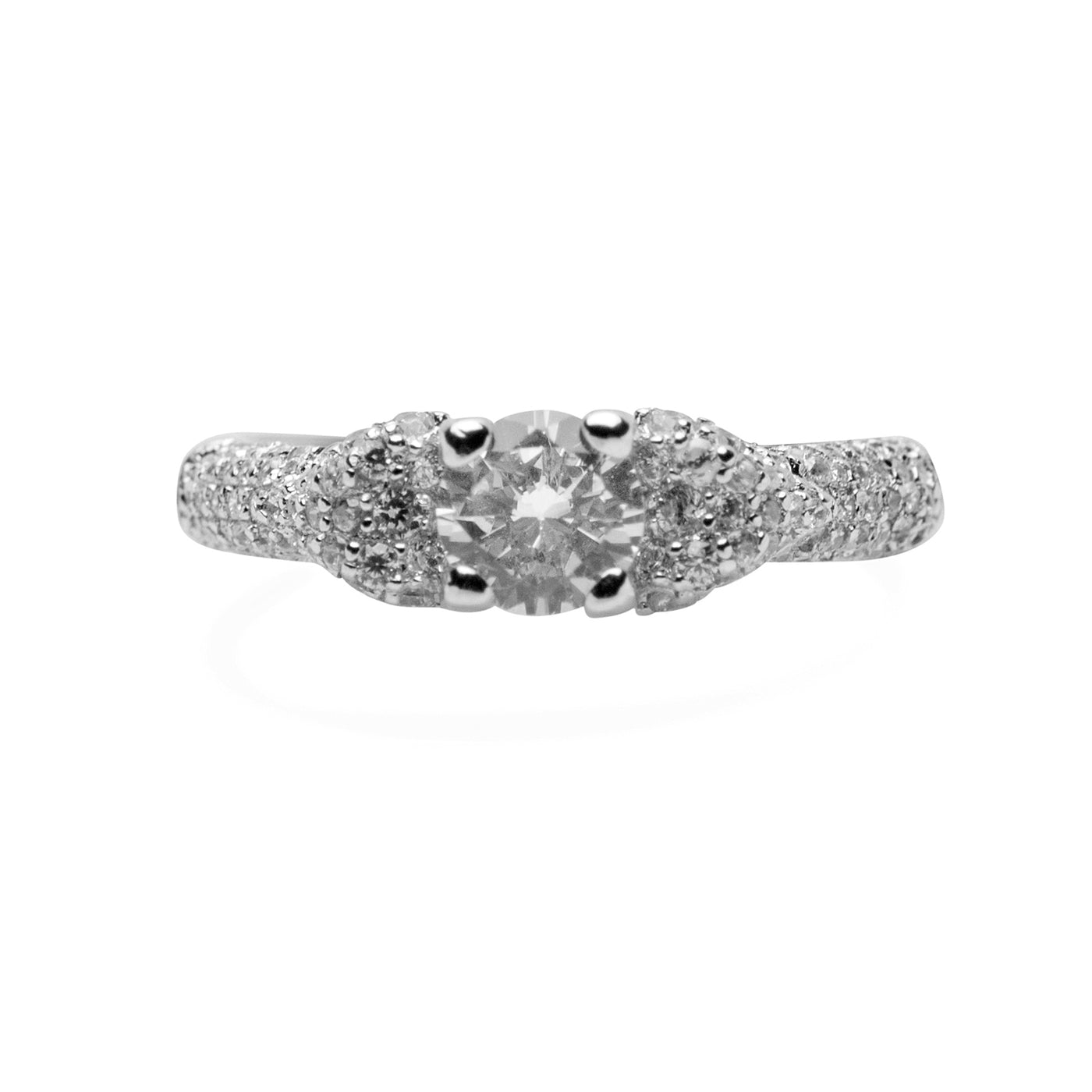 Round Cut Cubic Zirconia Sterling Silver Ring | SilverAndGold