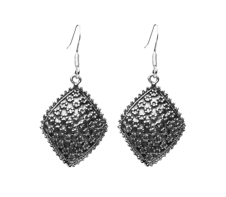 Oxidized Silver Floral Earrings