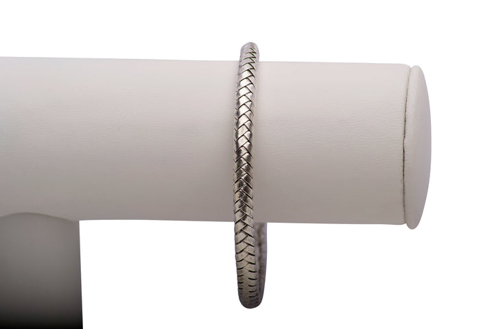 Woven Silver Open Bangle