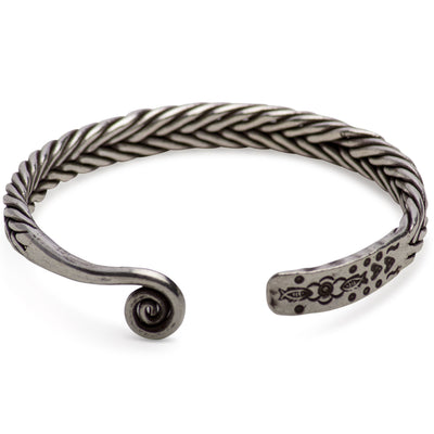 Braided Silver Open Bangle