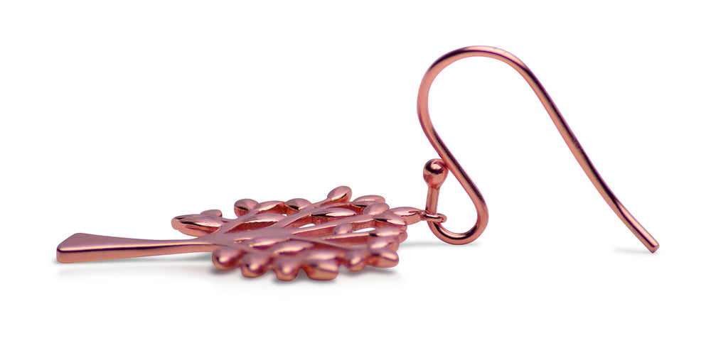 14K Rose Gold Plated Tree of Life Earrings | SilverAndGold