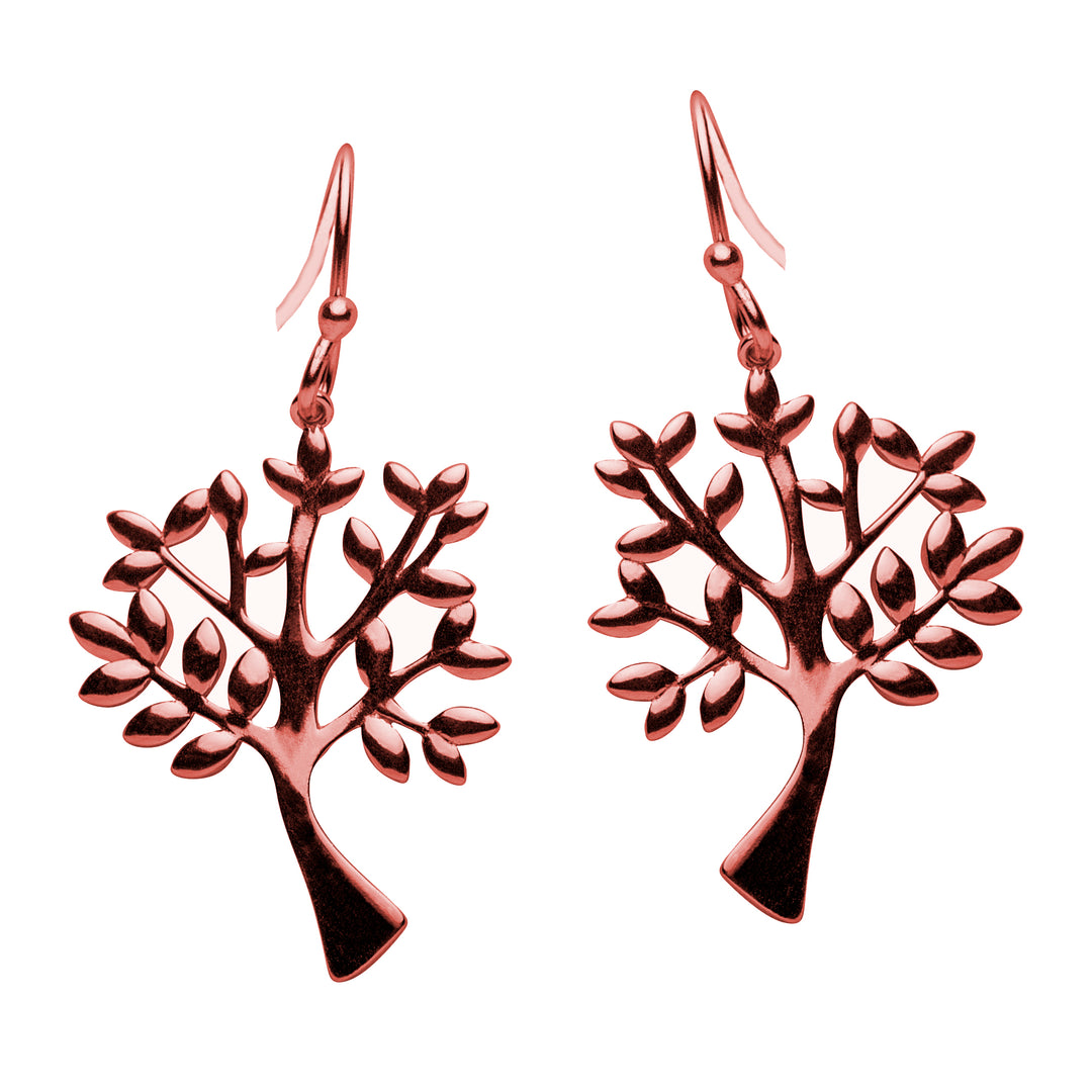 14K Rose Gold Plated Tree of Life Earrings SilverAndGold