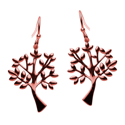 14K Rose Gold Plated Tree of Life Earrings | SilverAndGold