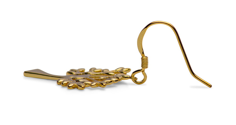 14K Yellow Gold Plated Sterling Silver Tree of Life Hook Earrings