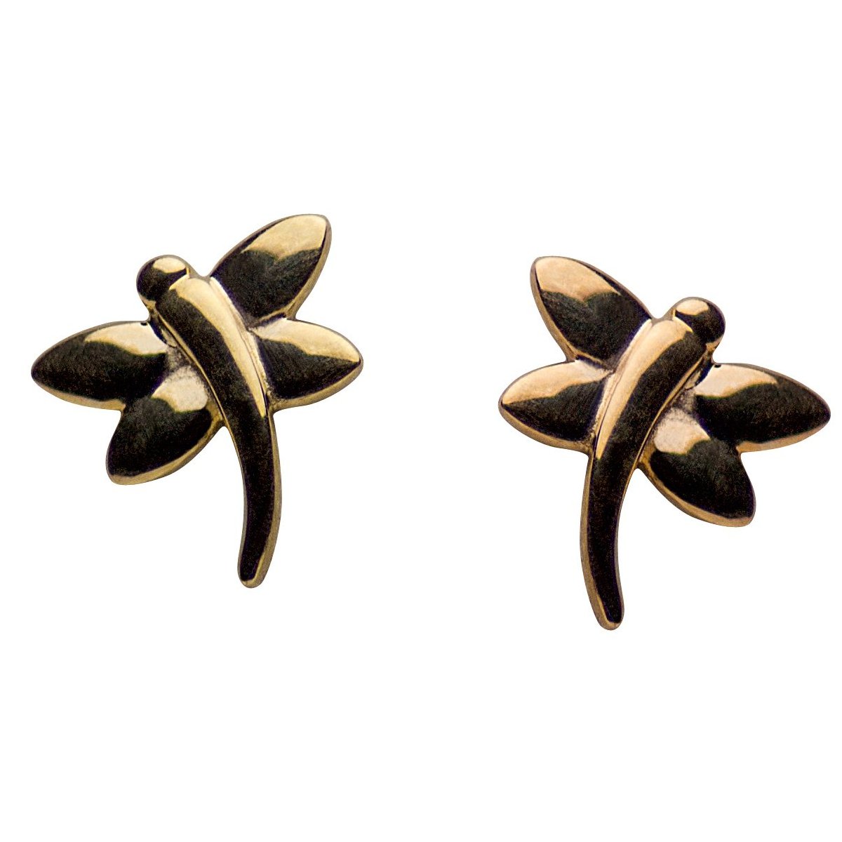 14K Yellow Gold Dragonfly Stud Earrings | SilverAndGold