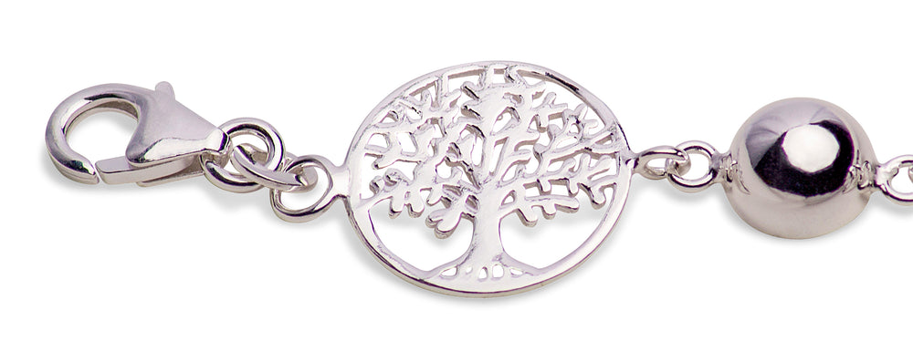 Distinctive Sterling Silver Tree of Life Bracelet 7" With Extension