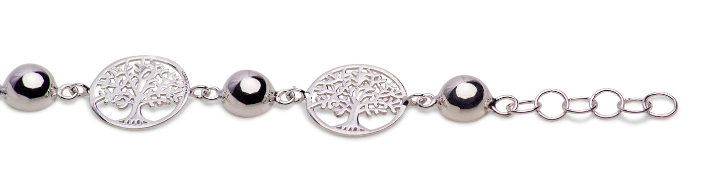 Distinctive Sterling Silver Tree of Life Bracelet 7" With Extension