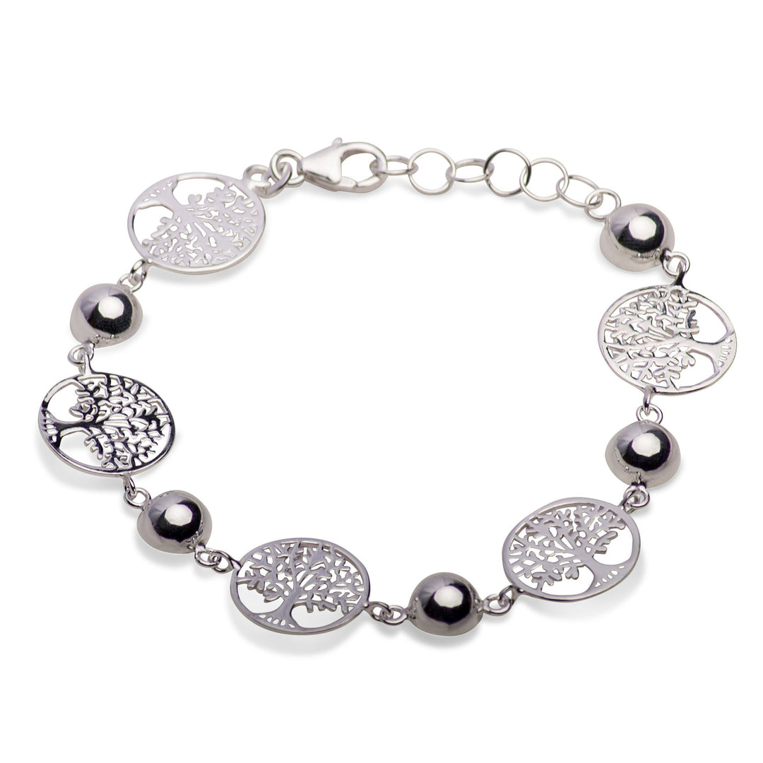 Distinctive Sterling Silver Tree of Life Bracelet 7" With Extension