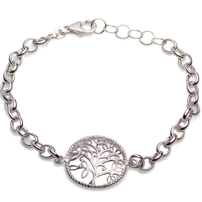 Sterling Silver Tree of Life Bracelet 7 Inch With Extension
