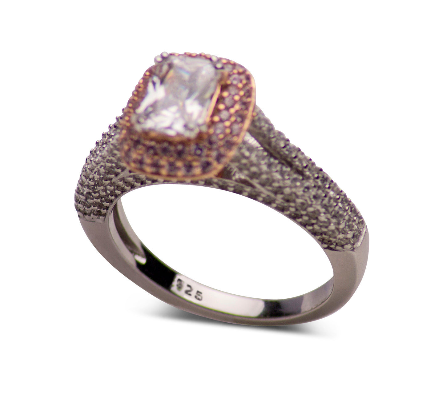Pink & Clear Cubic Zirconia Gold & Silver Ring | SilverAndGold