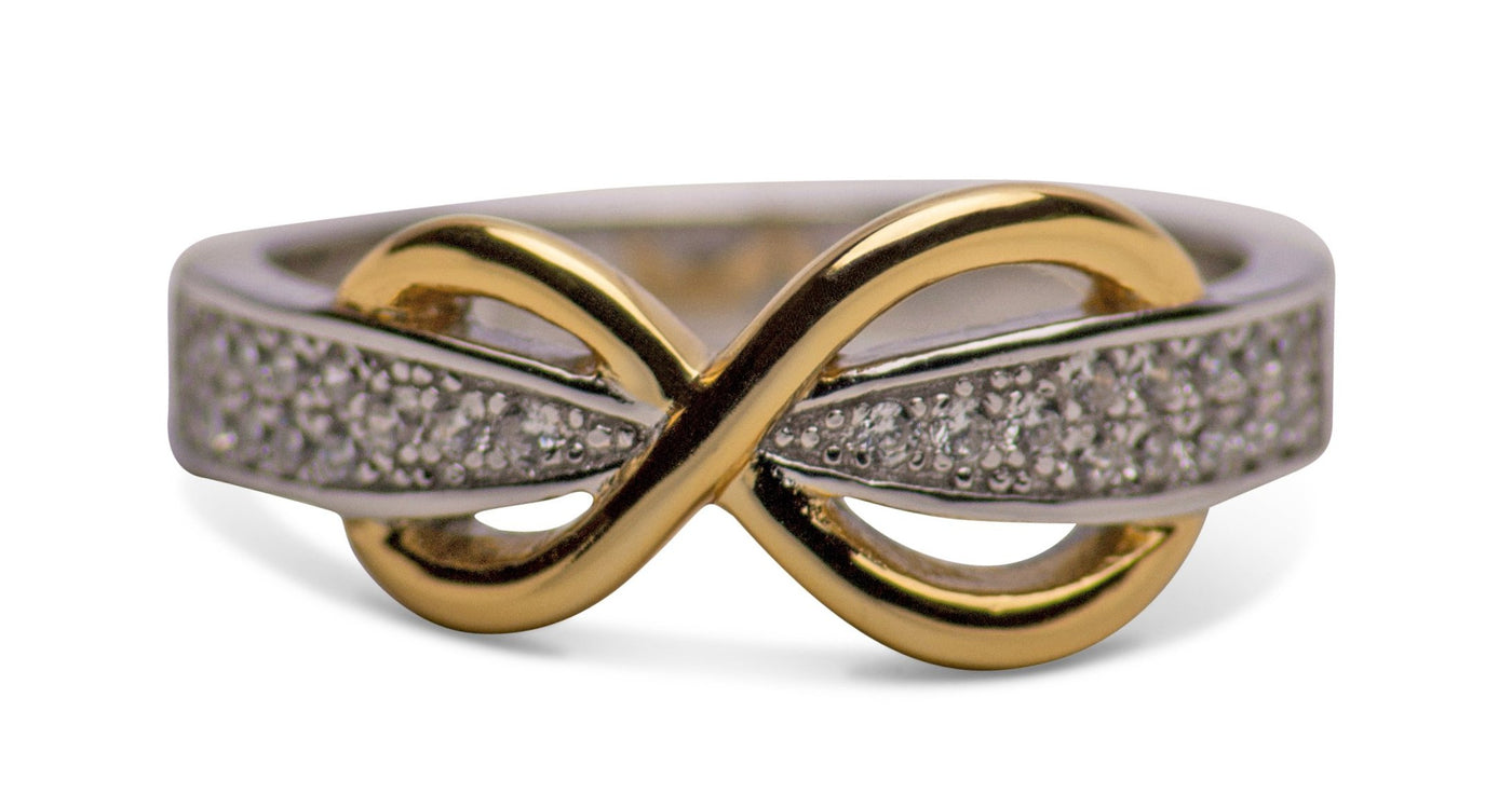 14K Yellow Gold Plated Sterling Silver Two-Tone Pavé Infinity Ring