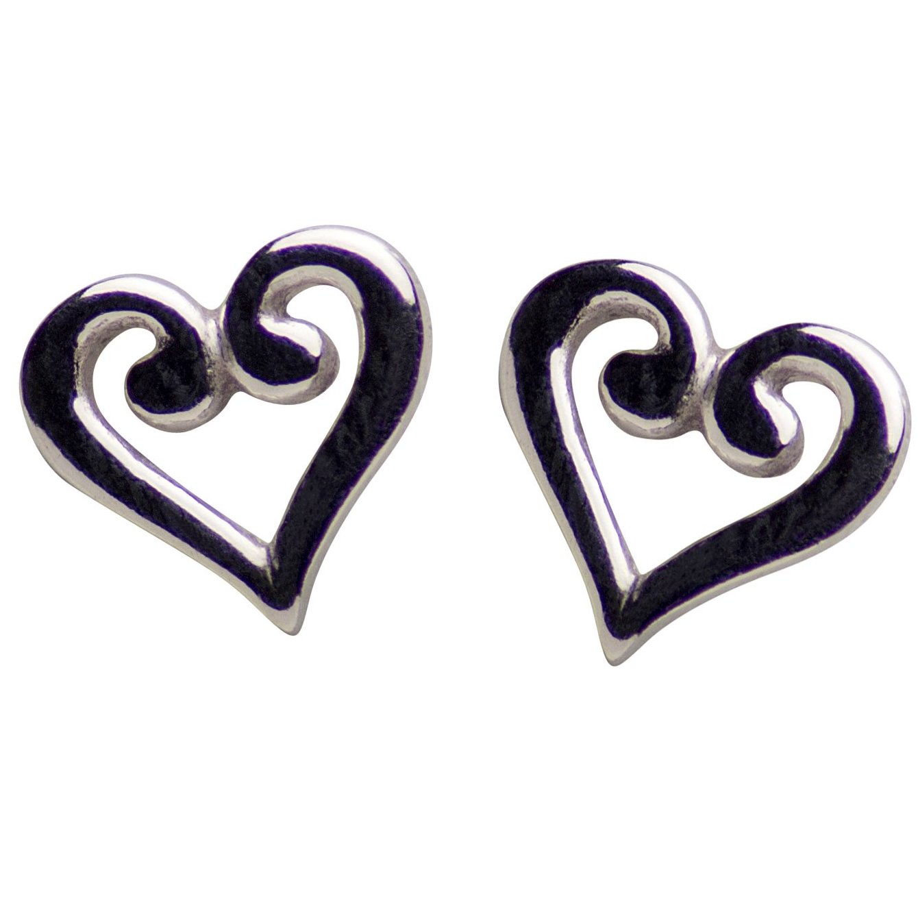 Sterling Silver Heart Stud Earrings | SilverAndGold