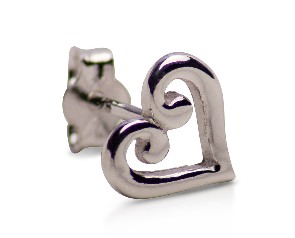 Sterling Silver Heart Stud Earrings | SilverAndGold