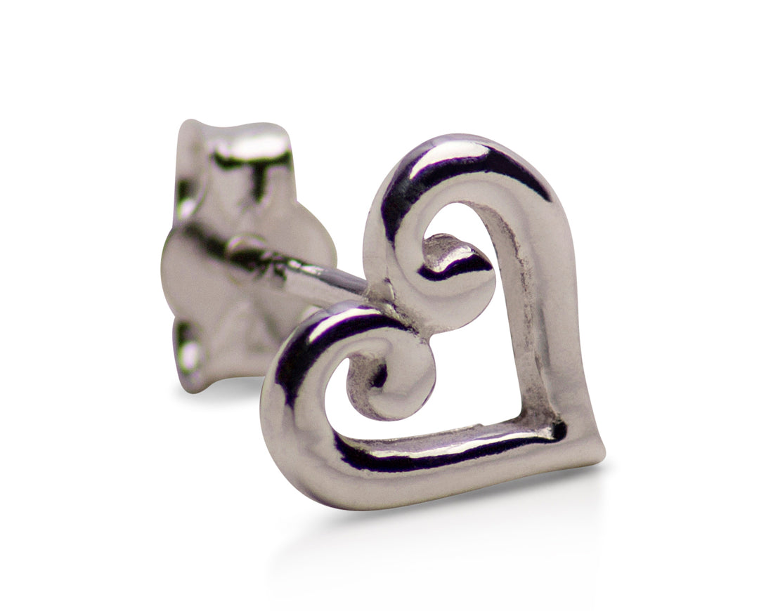 Sterling Silver Heart Stud Earrings | SilverAndGold
