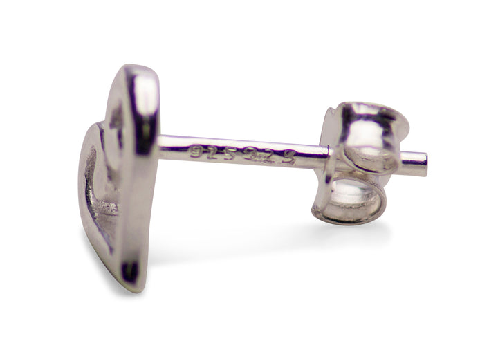 Sterling Silver Heart Stud Earrings | SilverAndGold