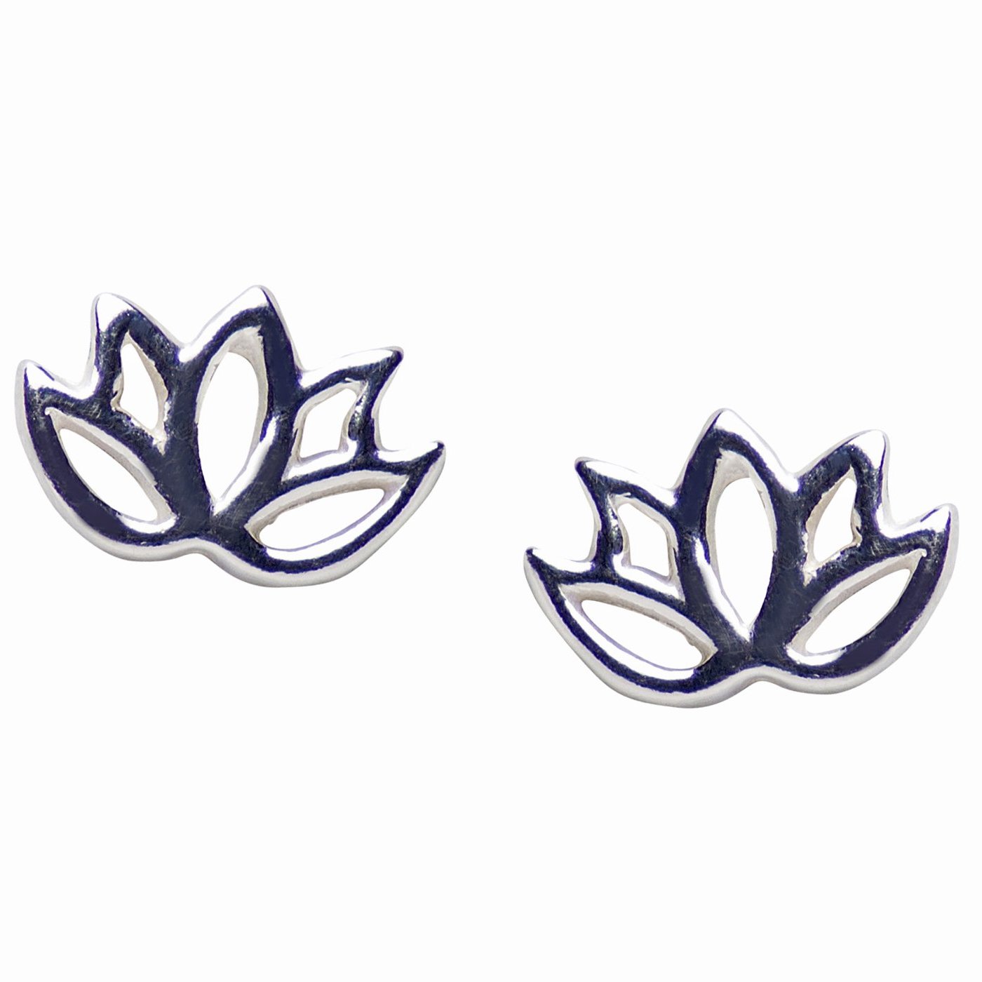 Small Sterling Silver Lotus Flower Stud Earrings