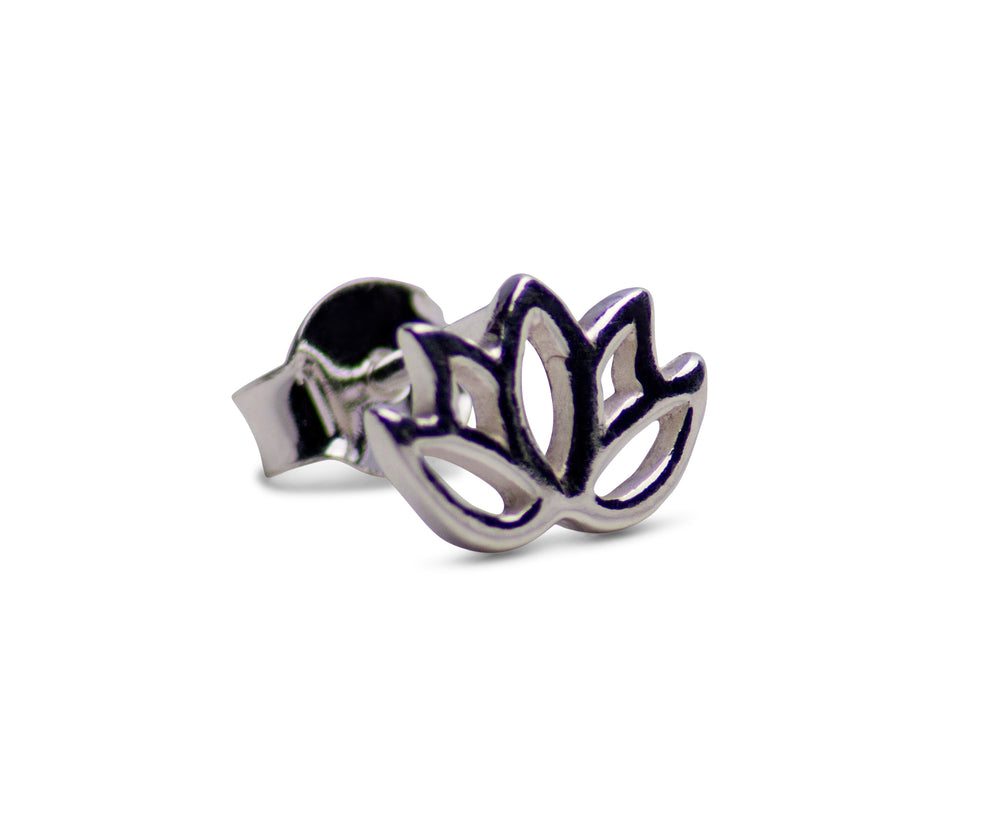 Small Sterling Silver Lotus Flower Stud Earrings