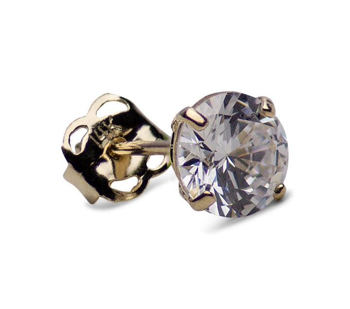 0.92 TCW Solid 14K Yellow Gold 5mm Round Cut Clear CZ Earrings