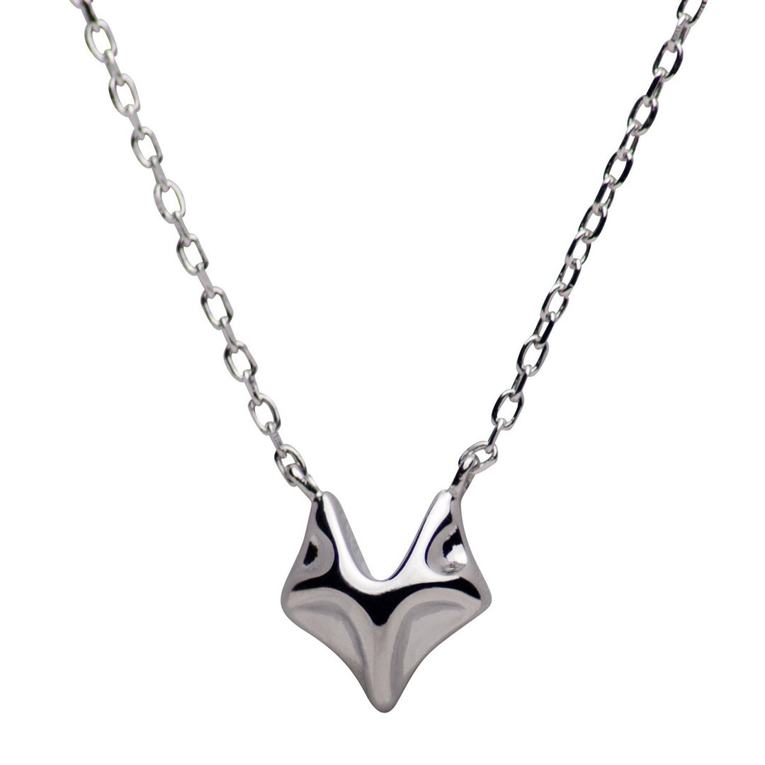 Sterling Silver Rhodium Plated Fox Necklace