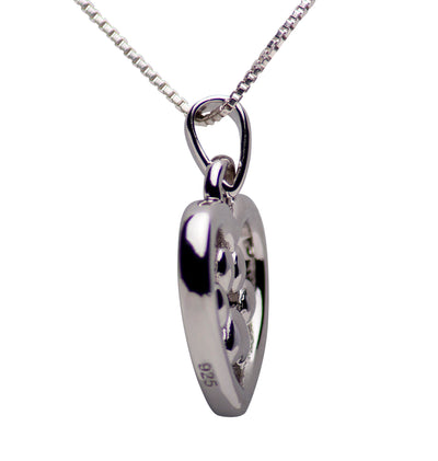 Sterling Silver Heart & Dog Paw Print Pendant Necklace