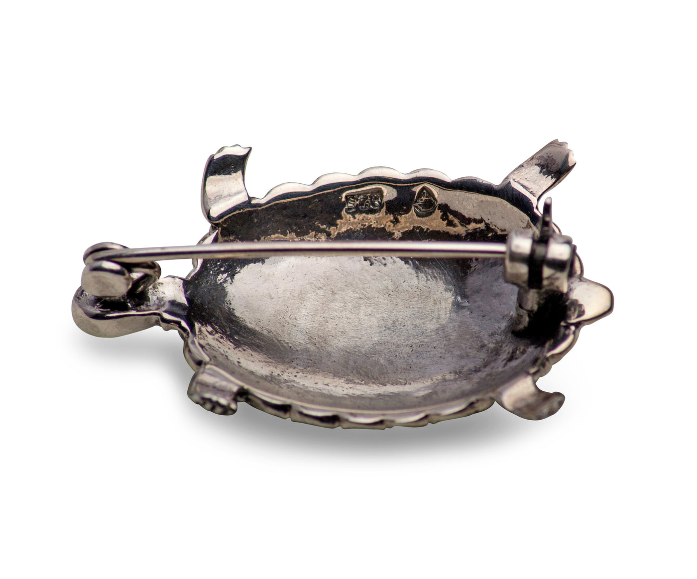 Turtle Marcasite Silver Brooch