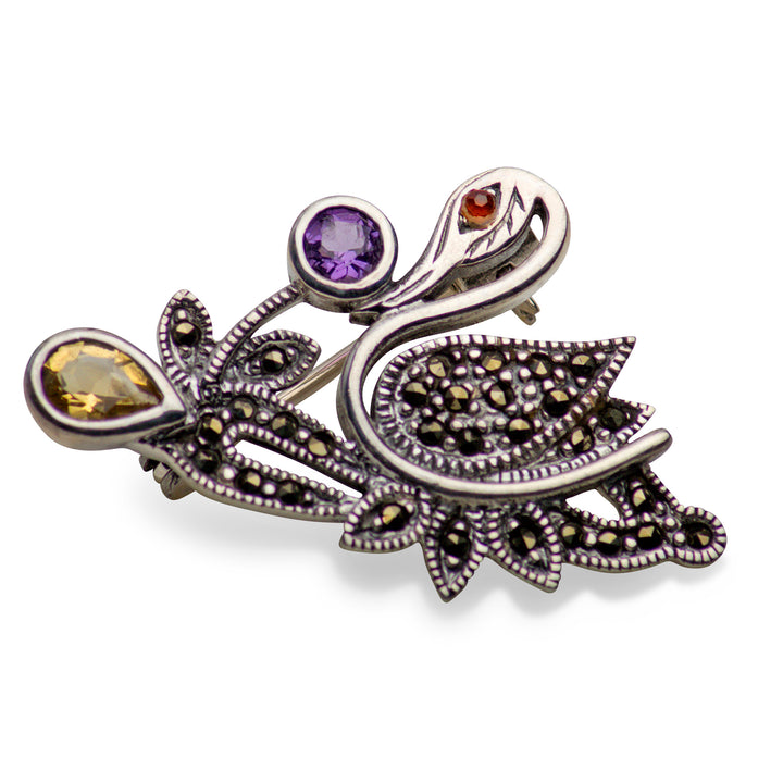 Silver Swan Brooch Pin