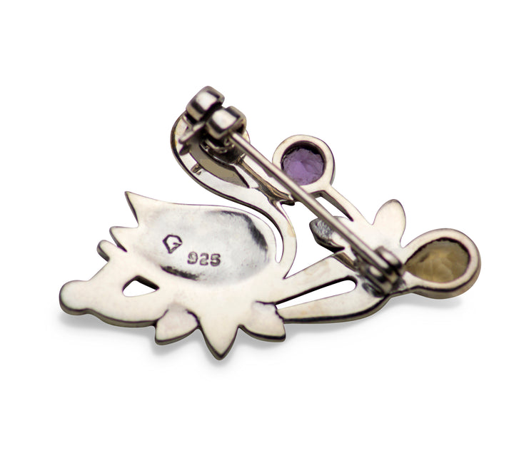 Silver Swan Brooch Pin