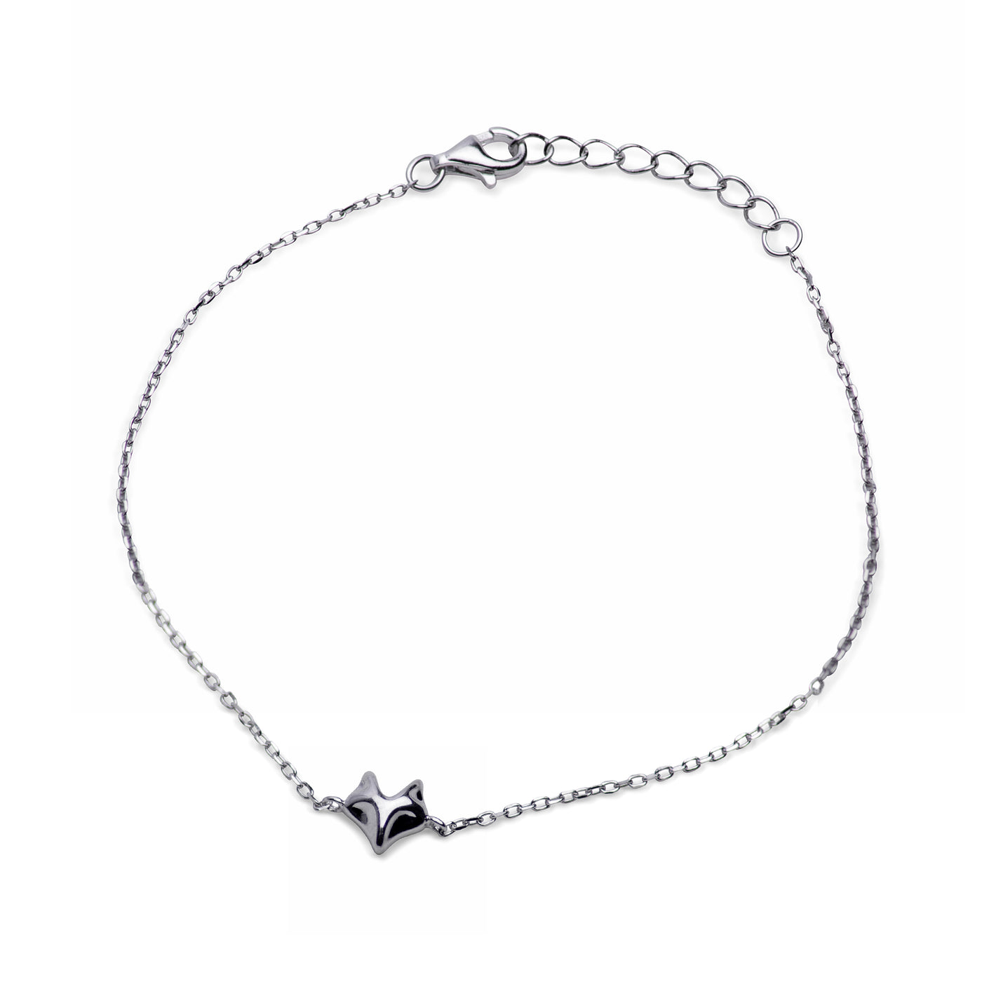 Sterling Silver Rhodium Plated Fox Necklace