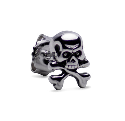 Sterling Silver Jolly Roger Skull & Crossbone Earrings | SilverAndGold