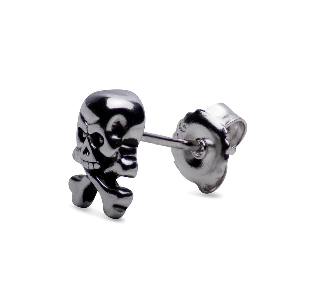 Sterling Silver Jolly Roger Skull & Crossbone Earrings | SilverAndGold
