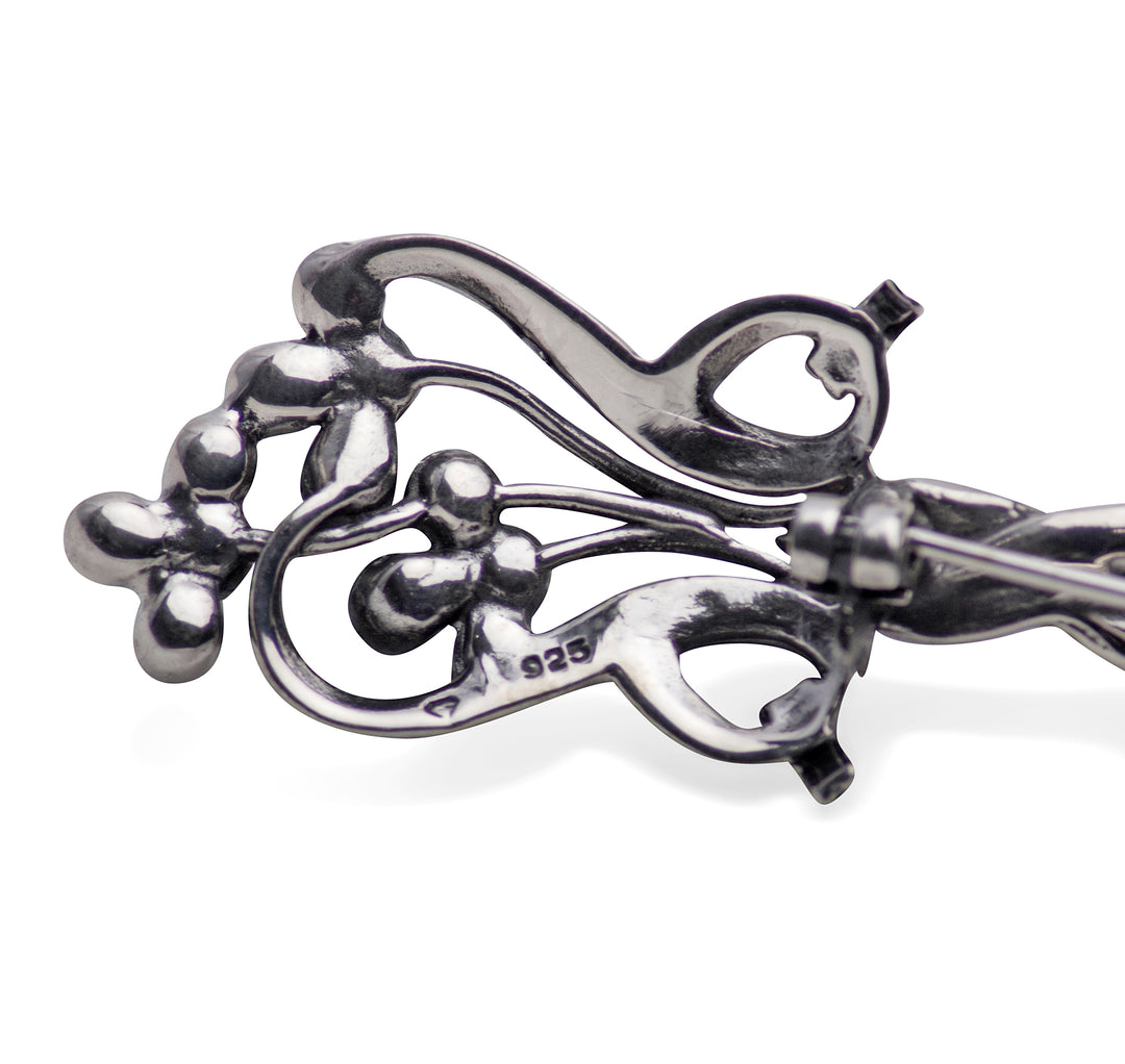 Marcasite & Pearl Flower Brooch