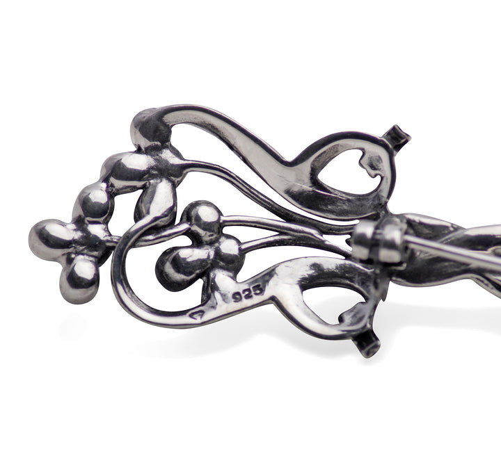 Marcasite & Pearl Flower Brooch