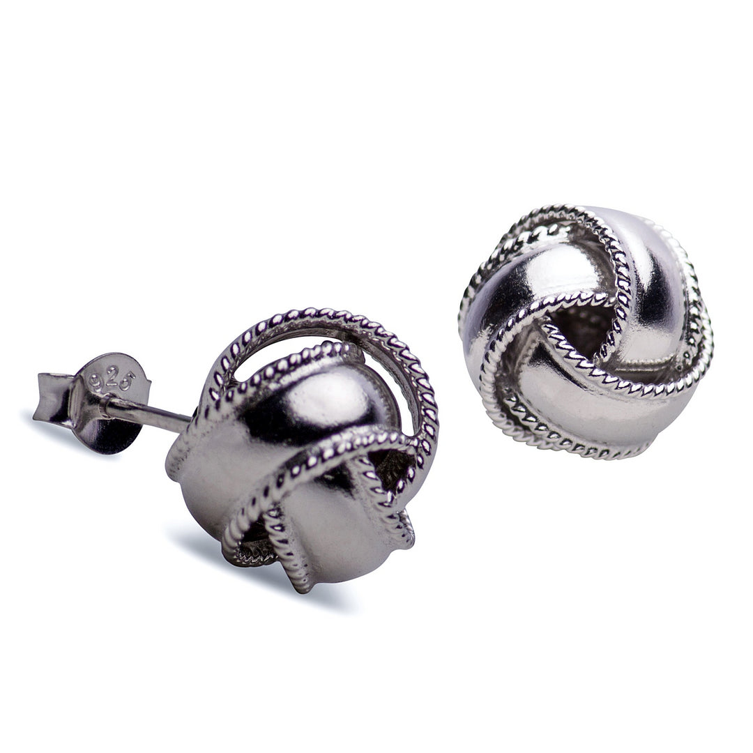 Sterling Silver Love Knot Earrings with Rope Edging | SilverAndGold