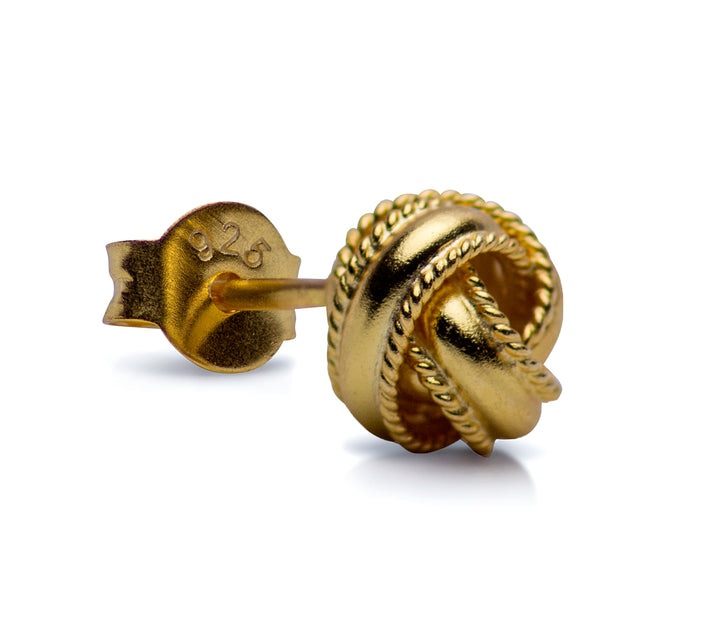 14K Gold Plated Sterling Silver Love Knot Earrings with Rope Detail